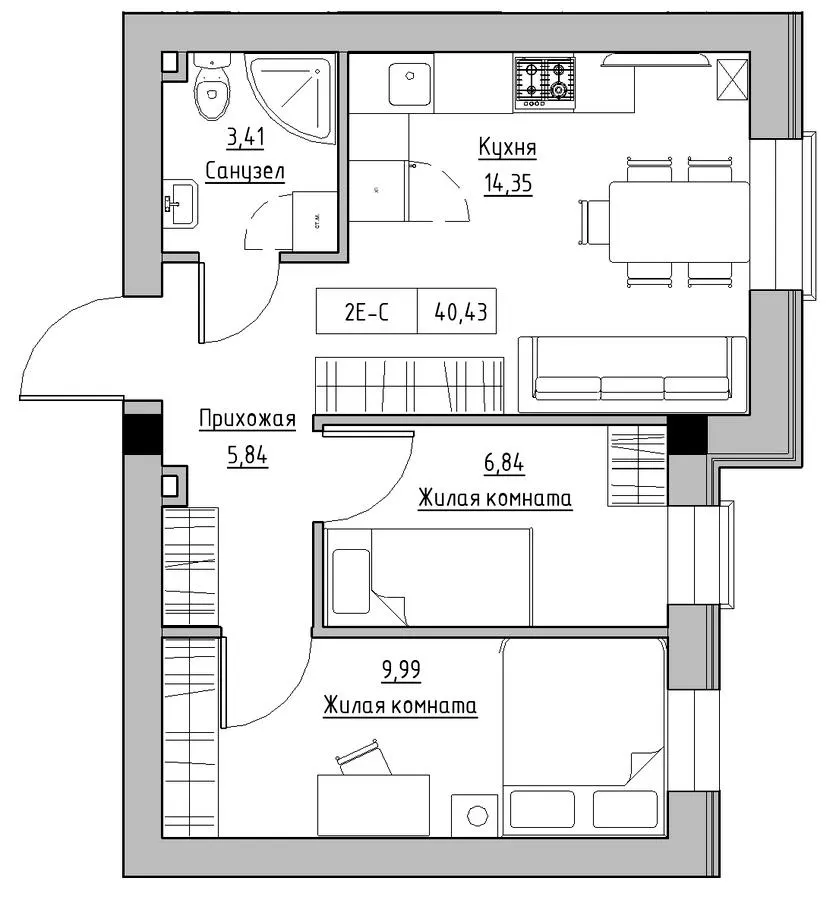 Житлове містечко KEKS — 40.4 м²