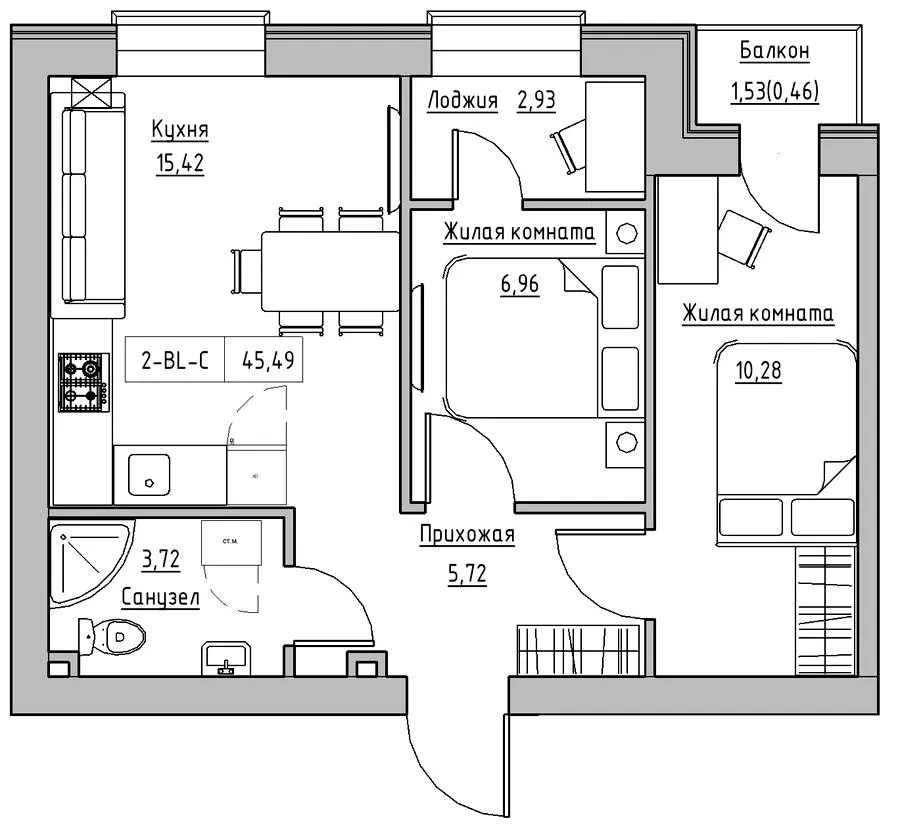 Житлове містечко KEKS — 45.5 м²