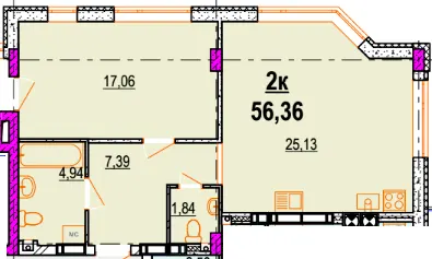 Клубний будинок ParkLake — 56.4 м²