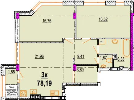 Клубний будинок ParkLake — 78.2 м²