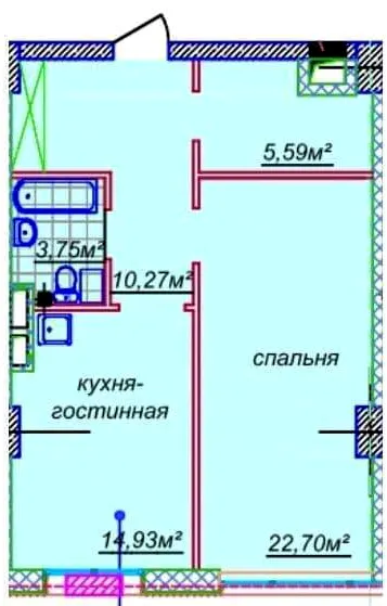ЖК Миронова — 58.5 м²