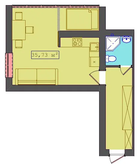 ЖК Садовий — 35.7 м²