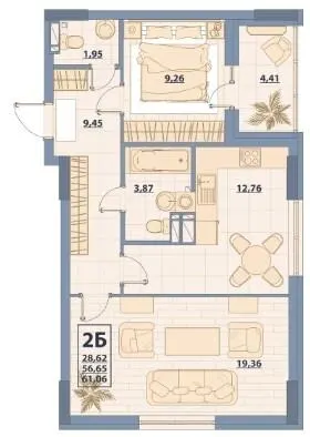 ЖК CENTR CITY — 61.1 м²