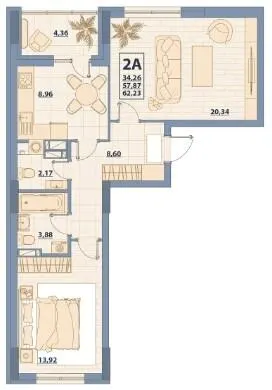 ЖК CENTR CITY — 62.2 м²