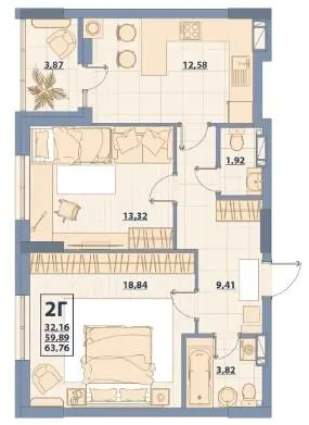 ЖК CENTR CITY — 63.8 м²