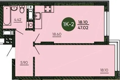 ЖК ОРАНЖЕРЕЯ — 47 м²