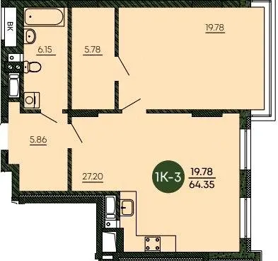 ЖК ОРАНЖЕРЕЯ — 64.4 м²