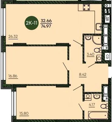 ЖК ОРАНЖЕРЕЯ — 75 м²