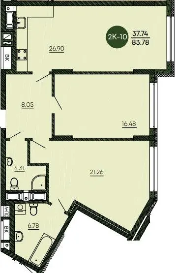 ЖК ОРАНЖЕРЕЯ — 83.8 м²