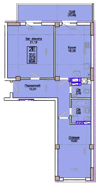 2-комнатная квартира, 81 м², вул. Аптекарська, 2а, Сумы — фото 1