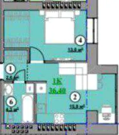 ЖК Акварель — 36.4 м²