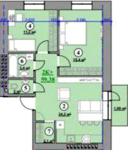ЖК Акварель — 59.4 м²