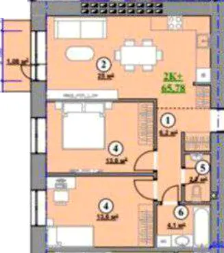 ЖК Акварель — 65.8 м²