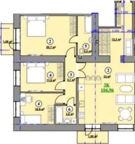 ЖК Акварель — 105 м²