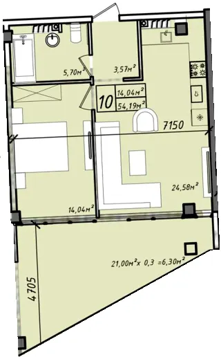 ЖК Graf у моря — 54.2 м²