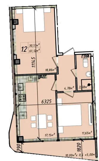 ЖК Graf у моря — 61.1 м²