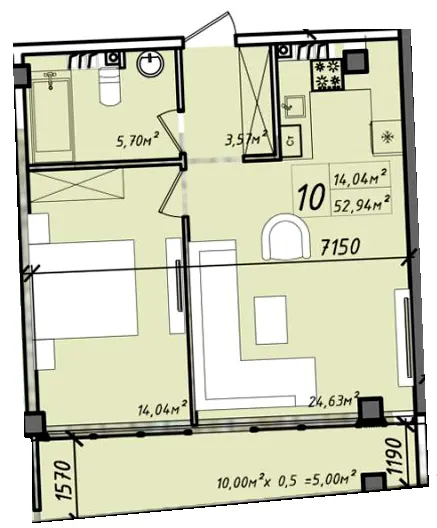 ЖК Graf у моря — 54.9 м²