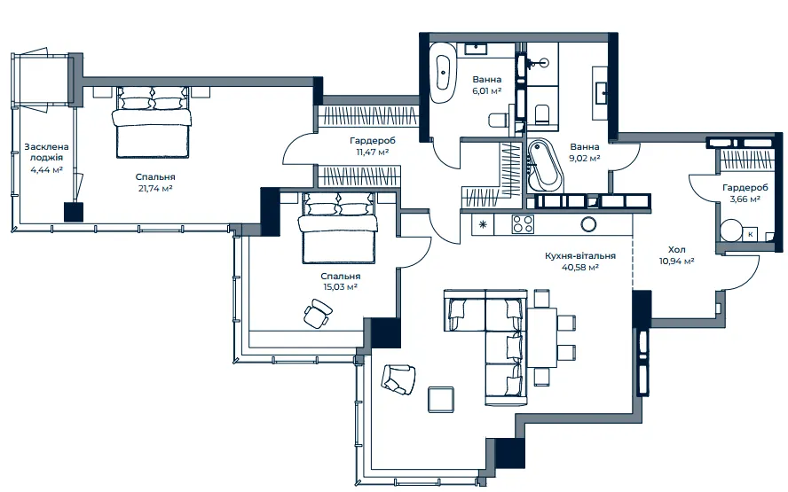 А136 Highlight Tower — 122.5 м²