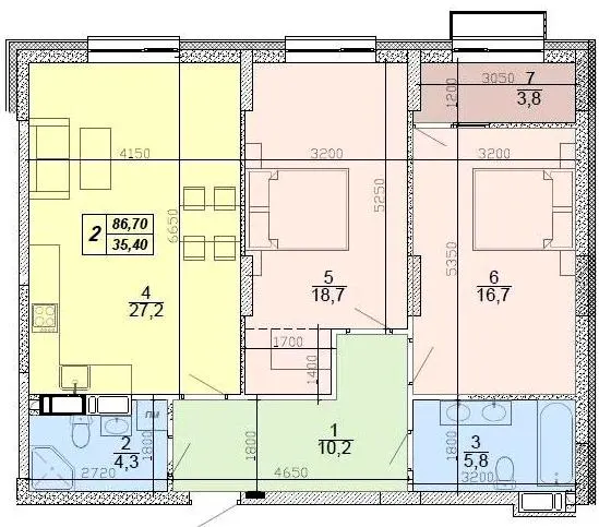 ЖК Podil Plaza & Residence — 86.7 м²