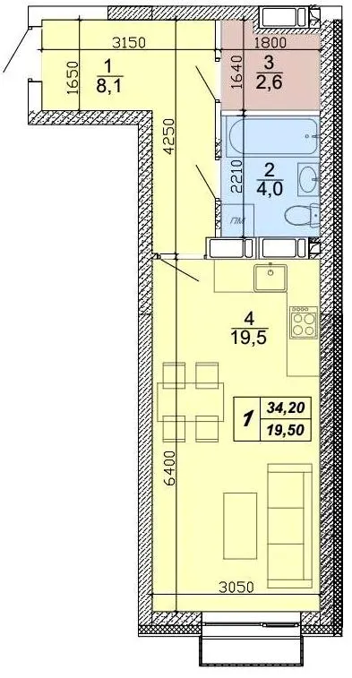 ЖК Podil Plaza & Residence — 34.2 м²