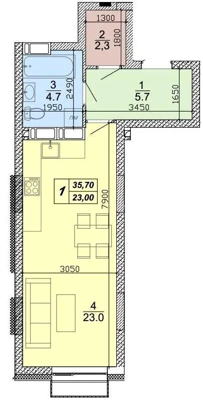 ЖК Podil Plaza & Residence — 35.7 м²