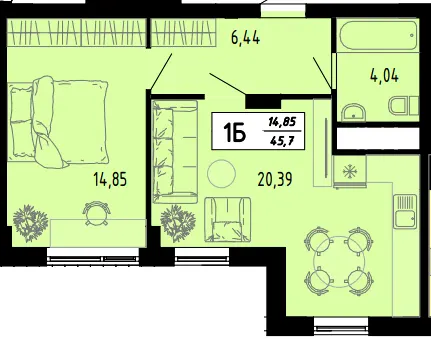 ЖК Академічний — 45.7 м²