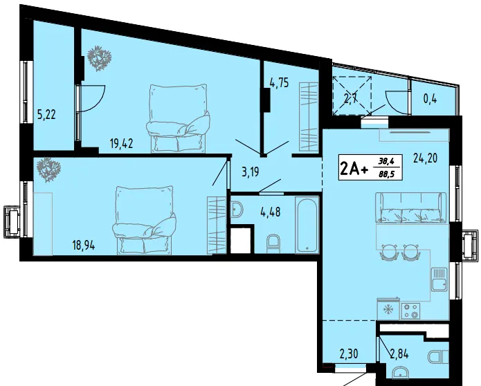 ЖК Академічний — 88.5 м²