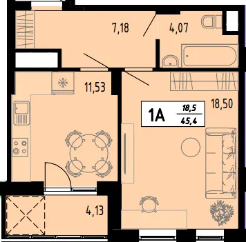 ЖК Академічний — 45.4 м²