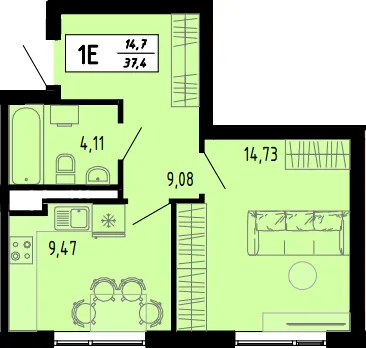 ЖК Академічний — 37.4 м²