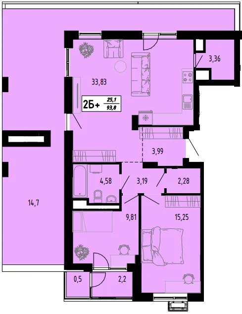 ЖК Академічний — 93.8 м²