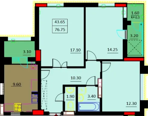 ЖК Шевченко — 76.8 м²