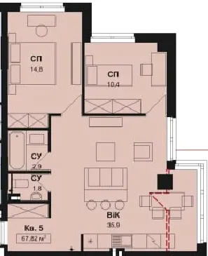 ЖК AURORA — 67.8 м²