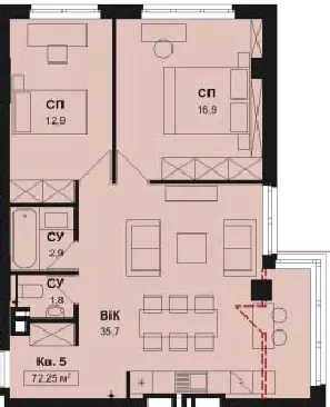 ЖК AURORA — 72.3 м²