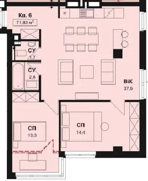 ЖК AURORA — 71.8 м²