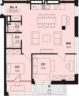 ЖК AURORA — 72.1 м²