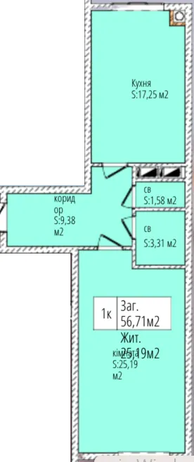 ЖК Джем Сіті — 56.7 м²