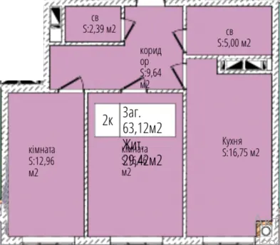 ЖК Джем Сіті — 63.1 м²