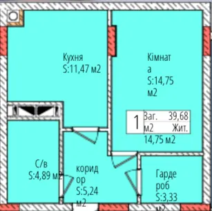 ЖК Джем Сіті — 39.7 м²