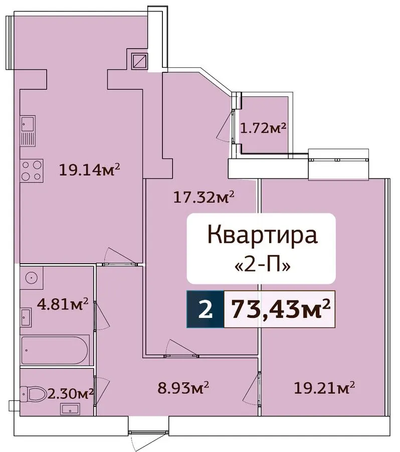 ЖК Мирний — 73.4 м²