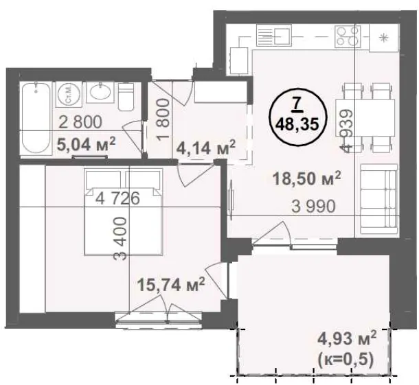 ЖК Bavaria Group — 48.4 м²