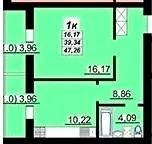 ЖК Лазуровий — 47.3 м²