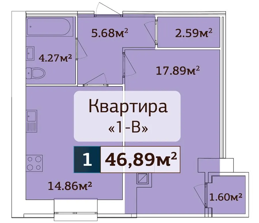 ЖК Мирний — 46.9 м²