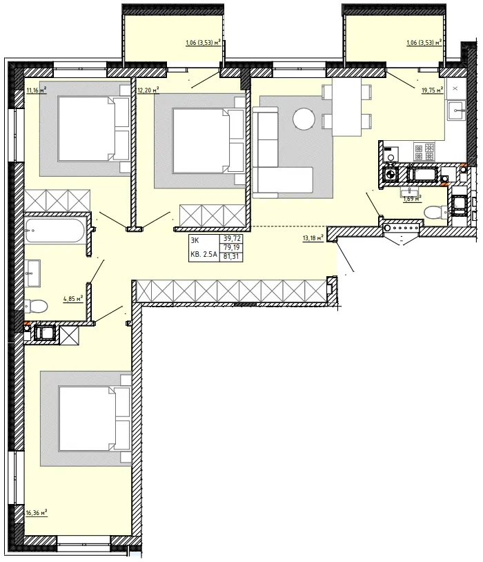 ЖК Тихий Львів — 81.3 м²
