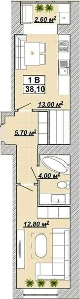 Житловий район Княгинин — 38.1 м²