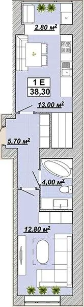 Житловий район Княгинин — 38.3 м²