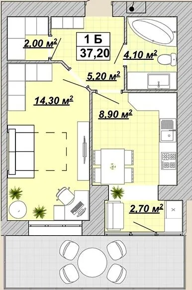 Житловий район Княгинин — 37.2 м²