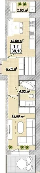 Житловий район Княгинин — 38.1 м²