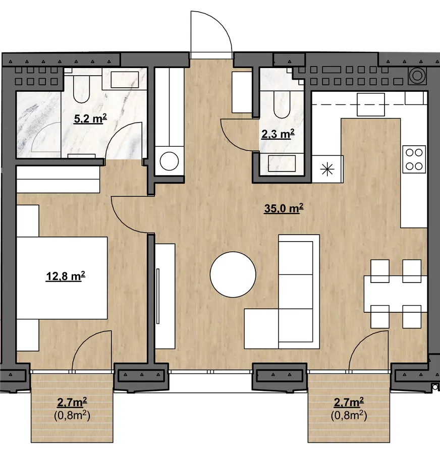 ЖК Residence Eleven — 56.9 м²