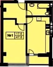 ЖК Грушевський — 47.8 м²