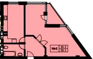 ЖК Грушевський — 58.3 м²